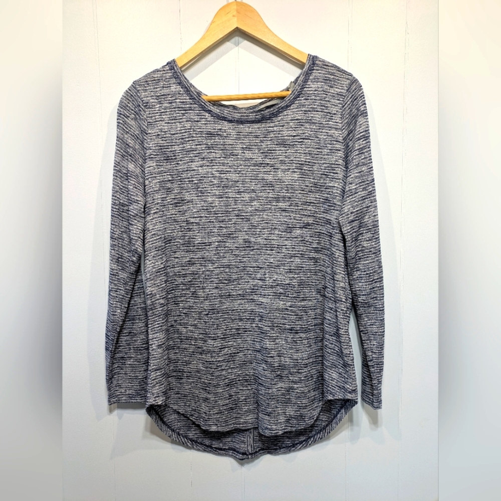 Athleta Breezy Stripe Top Size Medium Gry Stripe Performance Yoga